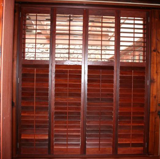 custom Jarrah wood shutters - Kuau-North Shore